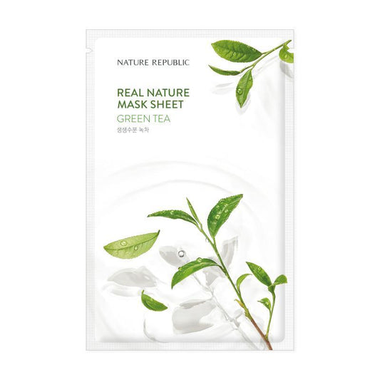 Mască de față ceai verde Real Nature Mask Sheet Green Tea, NaATURE REPUBLIC