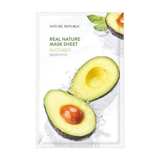 Mască de față Real Nature Mask Sheet Avocado, NATURE REPUBLIC