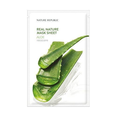 Mască de față cu aloe Real Nature Mask Sheet Aloe, NATURE REPUBLIC