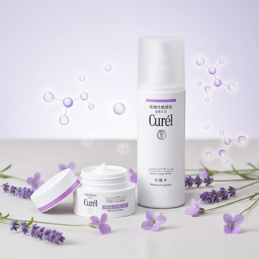 Curél Aging Care loțiune și cremă cu ceramide – hidratare intensivă, reduce liniile fine cauzate de deshidratare