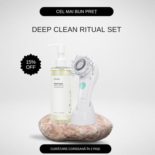 Deep Clean Ritual Set: Anua Cleansing Oil și Peria facială Venga