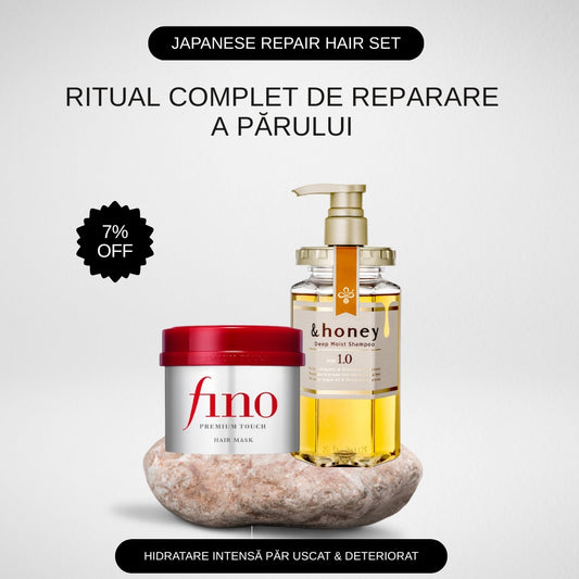 Japanese Hair Repair Set: Fino Hair Mask + &honey Deep Moist Șampon